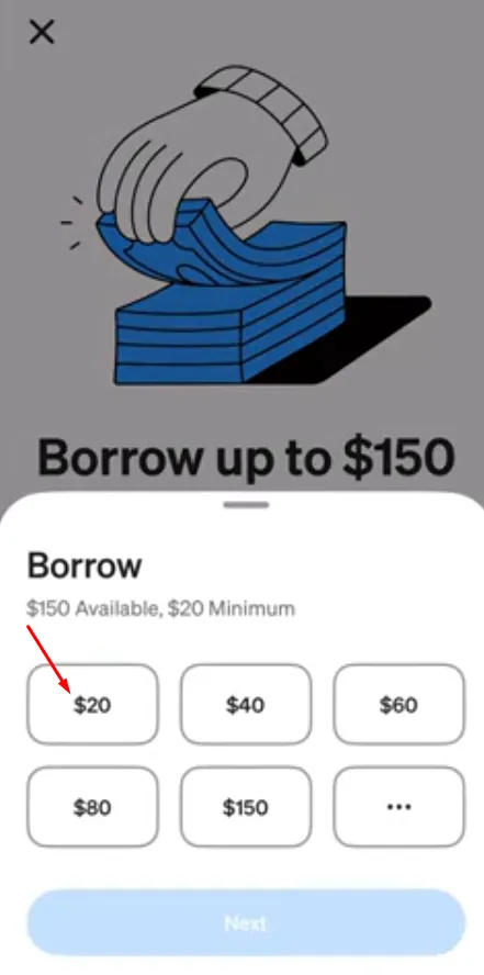 select the amount