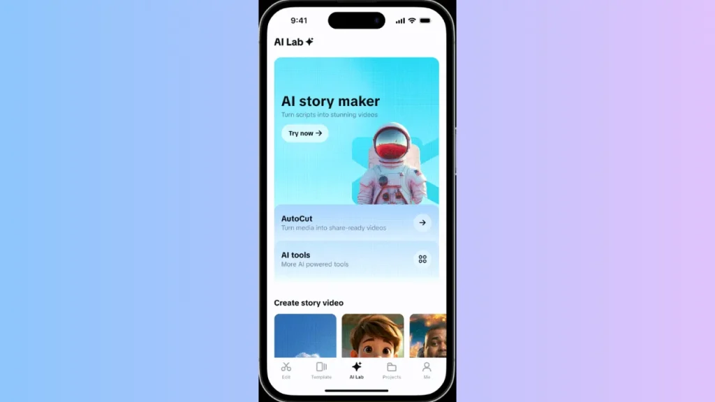 CapCut App AI lab 