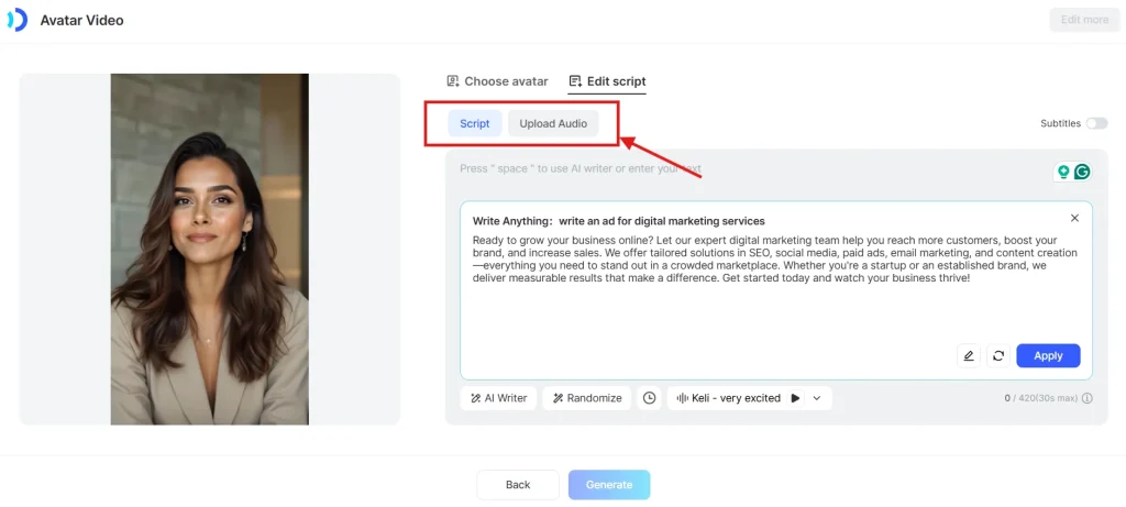 Add Your Script & Voice