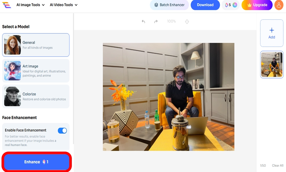 Select “Unblur”, "Enhance" or “Sharpen”