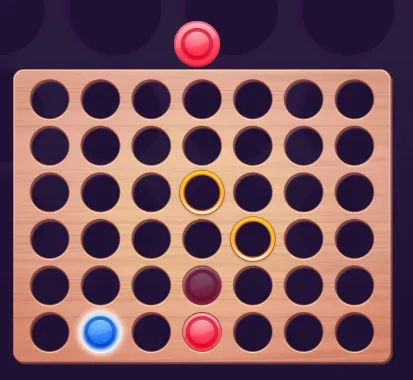 Hit the checkers - A Screenshot of Connect 4 game at the start where players are filling the checkers.