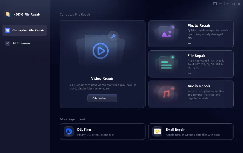 Launch video repair tool 