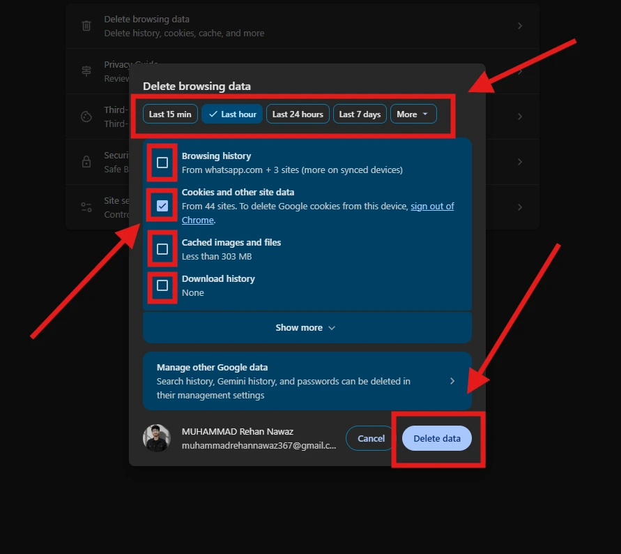 Screenshot of Deleting Cookies from Chrome by NogenTech