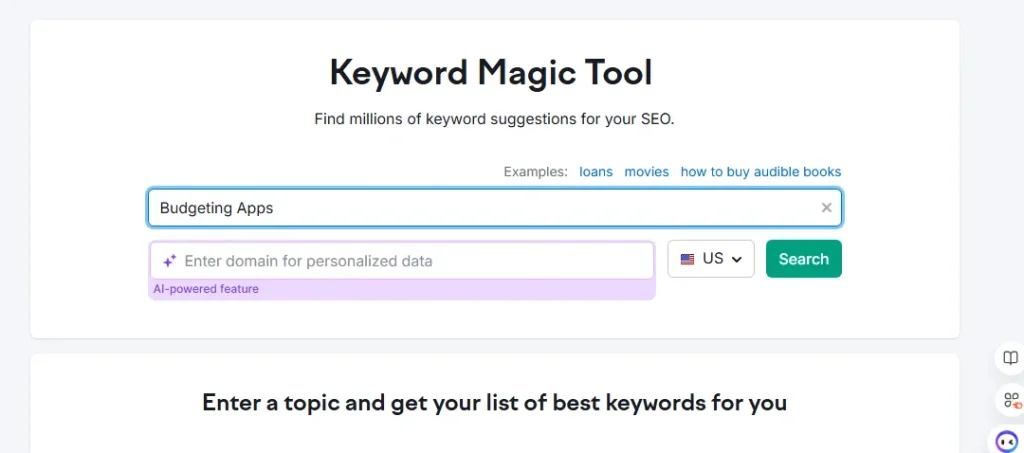 Semrush Keyword Magic Tool