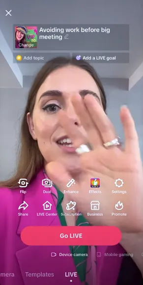 Title spacebar on the TikTok Live