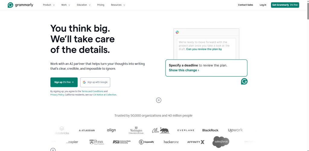 Grammarly Homae page screenshot by NogenTech.org