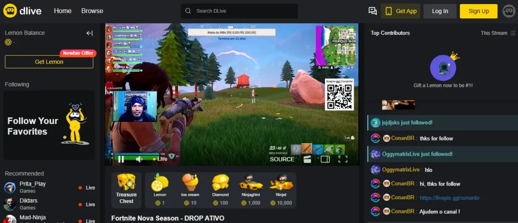 DLive - A user is live game streaming on DLive 