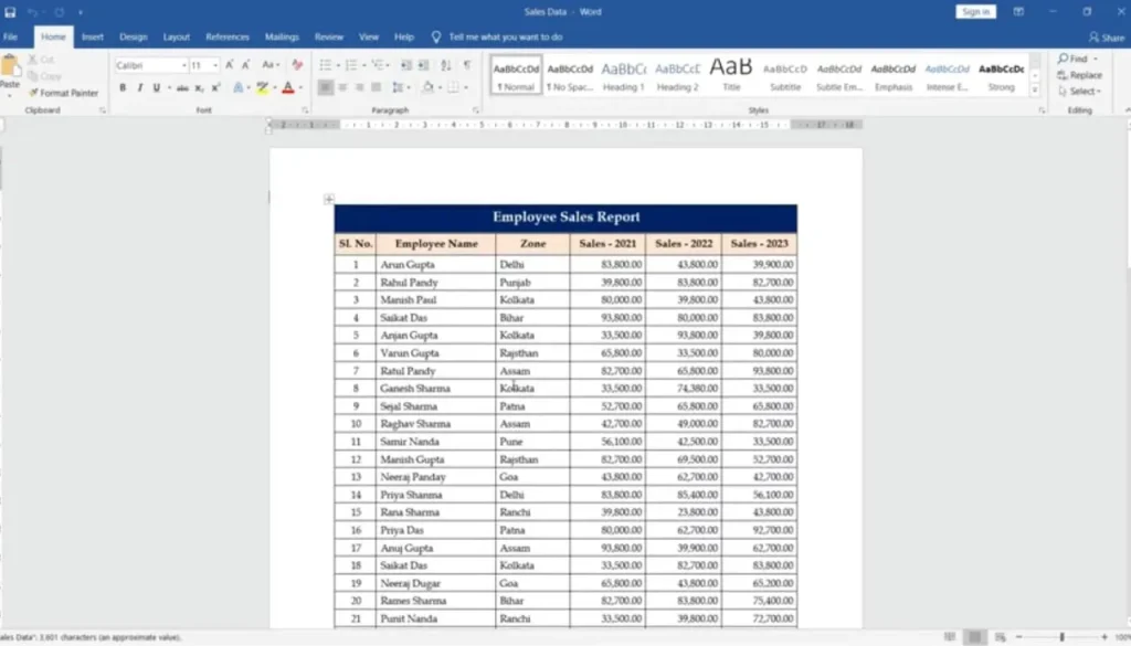 Data from the PDF file will be imported to the Word file
