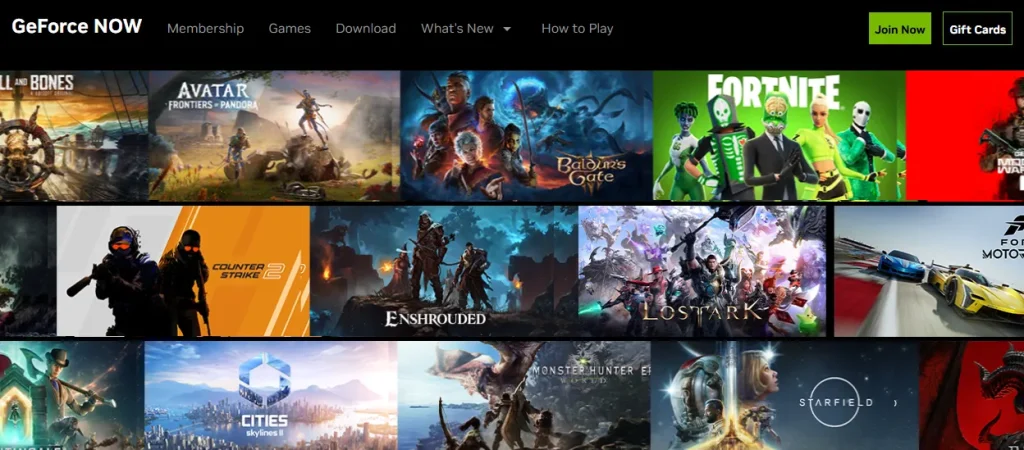 GeForce Now - A screenshot of GeForce Now platform about live game streaming