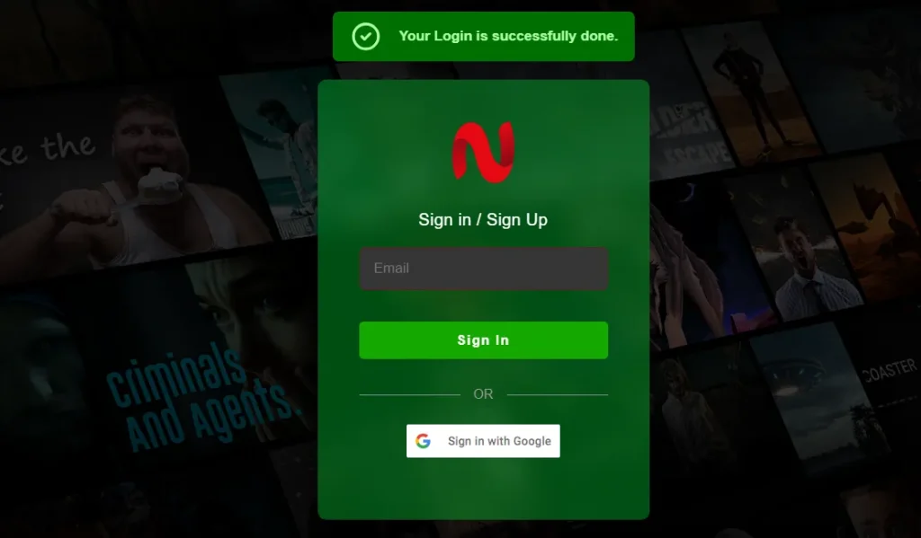 Login Successfully on the platform NetMirror