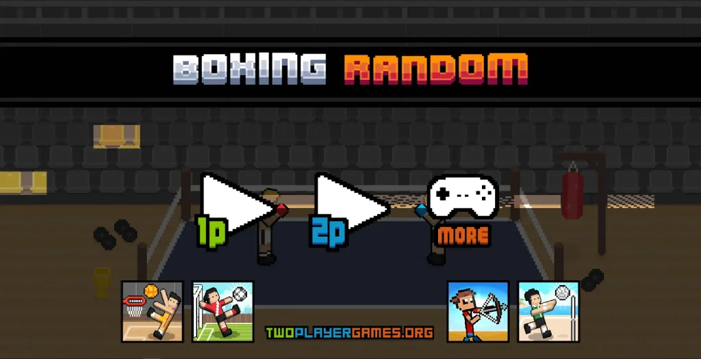 Boxing Random Two Players Game Screen with play button