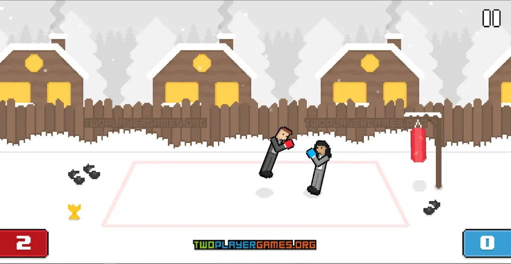 Random Boxing Unblocked Games Screen Where Player 1 has 2 earned 2 points