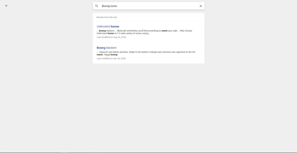 Search bar of Unblocked Games G+ 