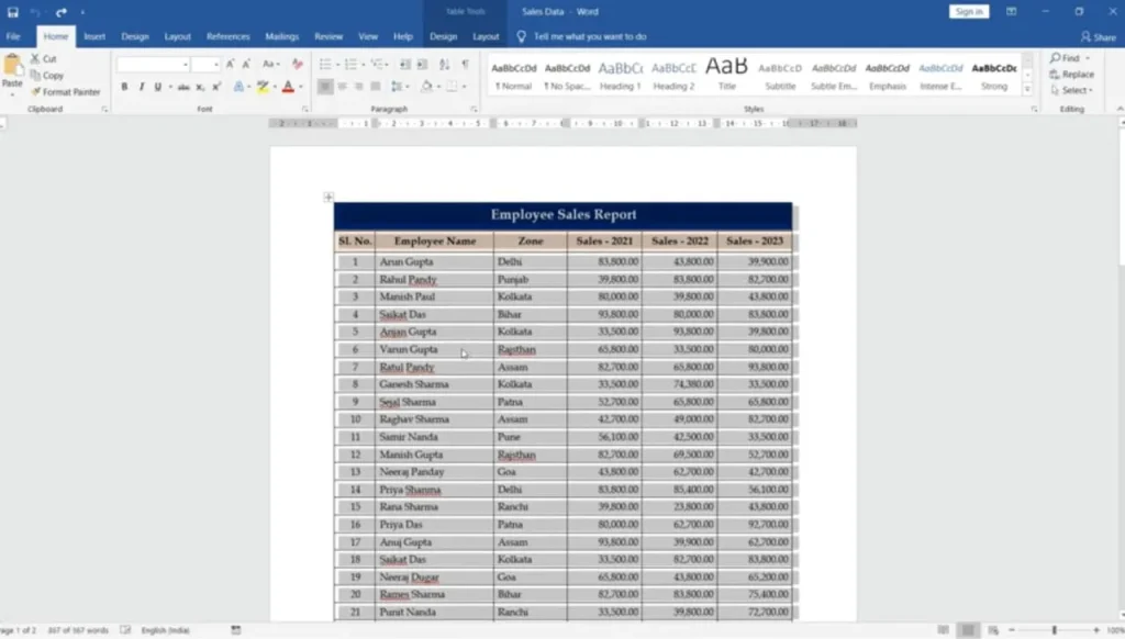 Select and copy all the data