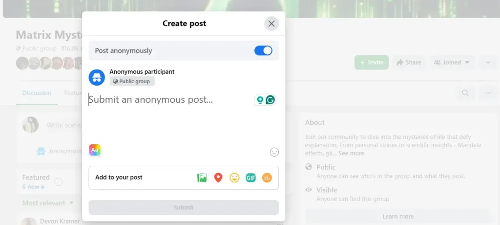 Start an Anonymous Post