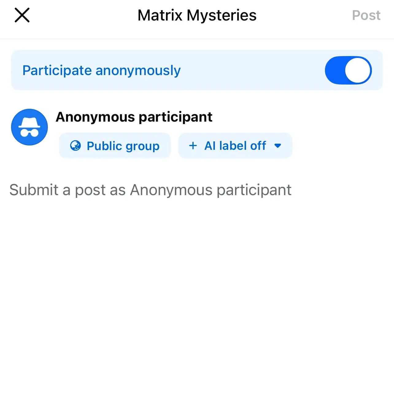 start an anonymous post