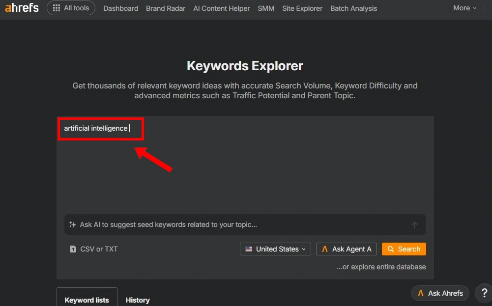Enter a Seed Keyword