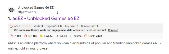 66EZ Site on SERP