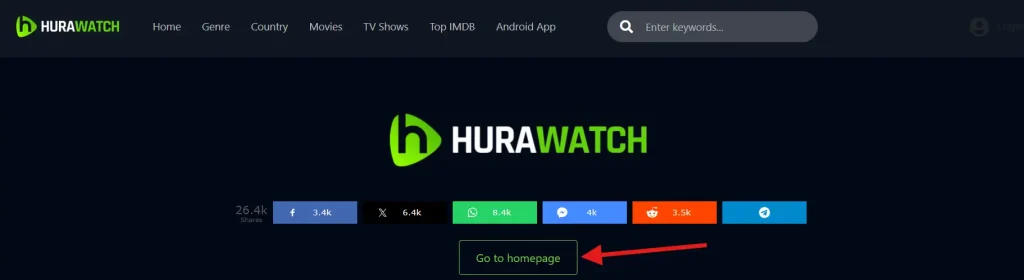 Hurawatch Click on Homepage option 