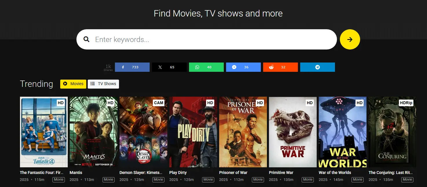 Movies4K Homepage