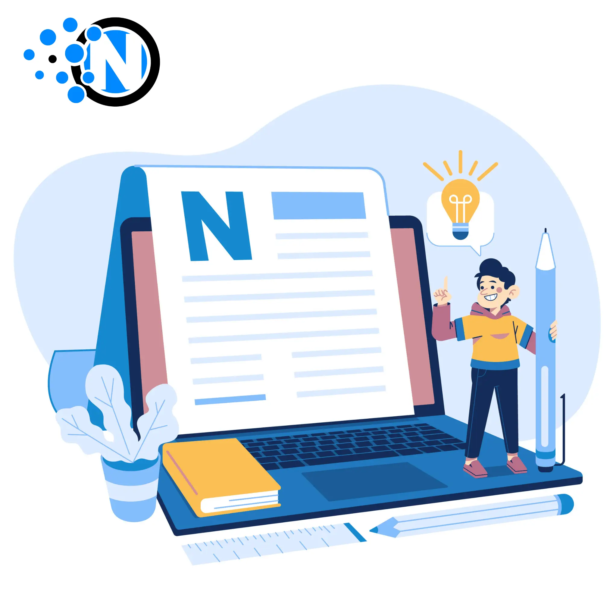 Professional Content Writing Services Vector Image with NogenTech Logo