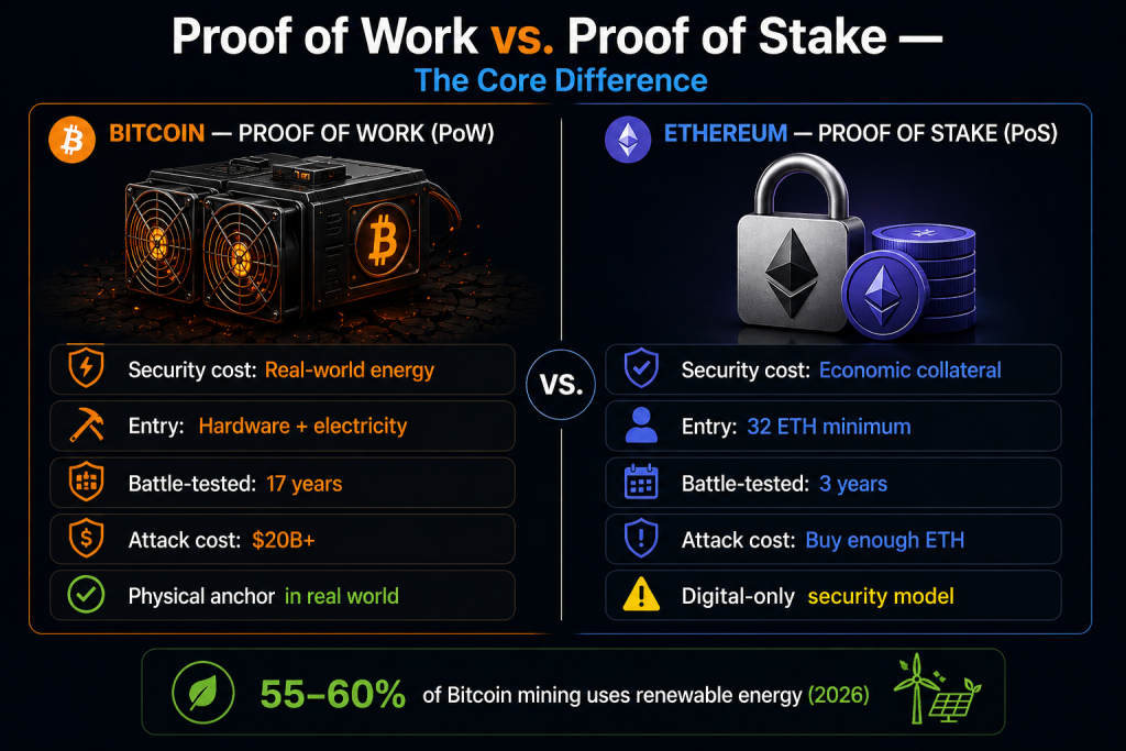 Proof of Work vs Proof of Stake between bitcoin and etherum