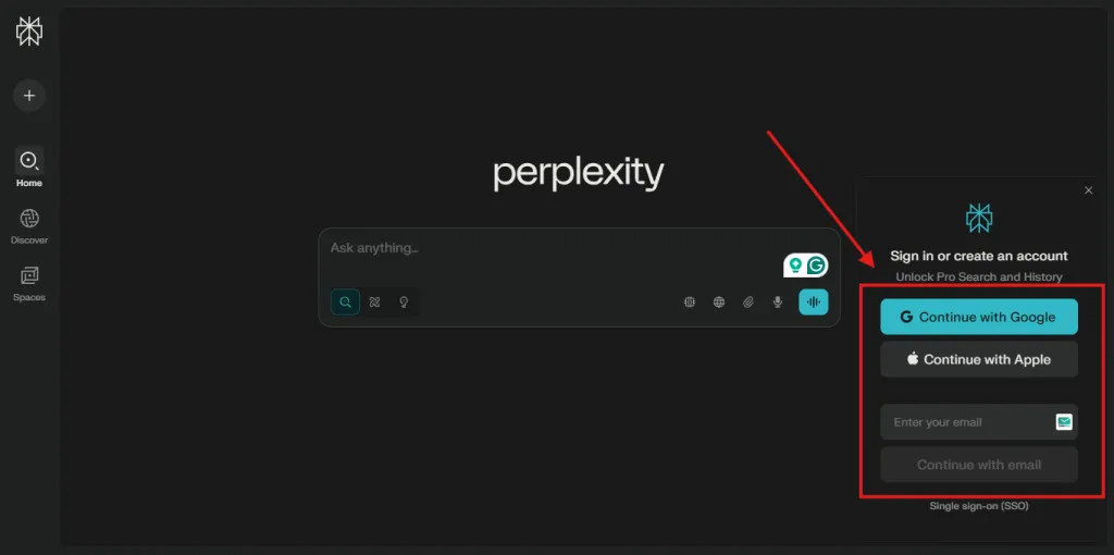 Sign In Perplexity