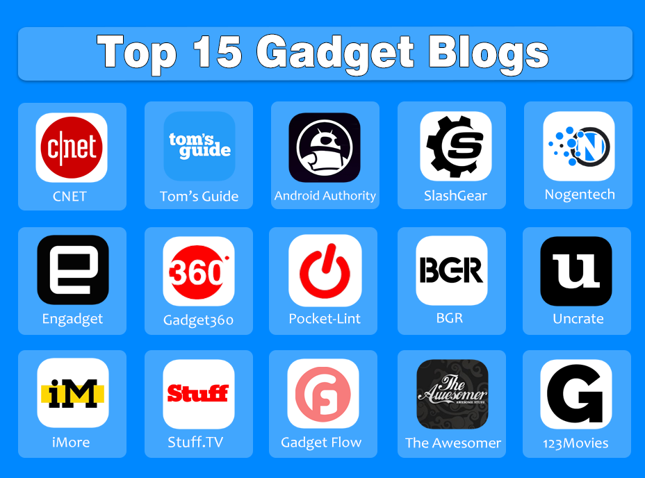 Logos of the Top 15 Best Gadget Blogs | Designed by NogenTech