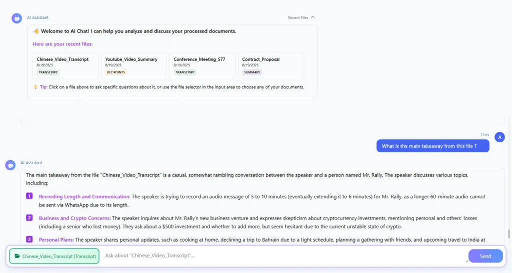 Audiosum's transcription engine