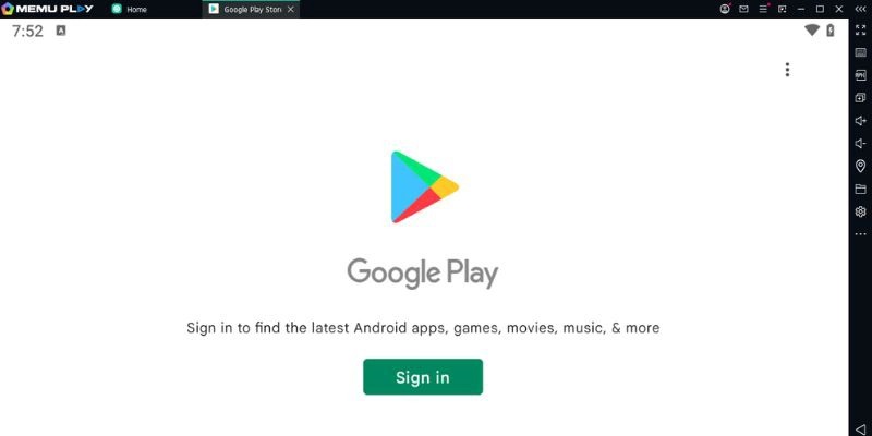 Sign in to your Google account with Memu Play