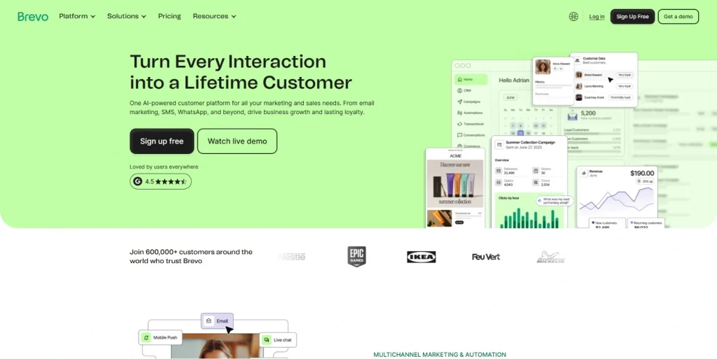Screenshot of Brevo homepage