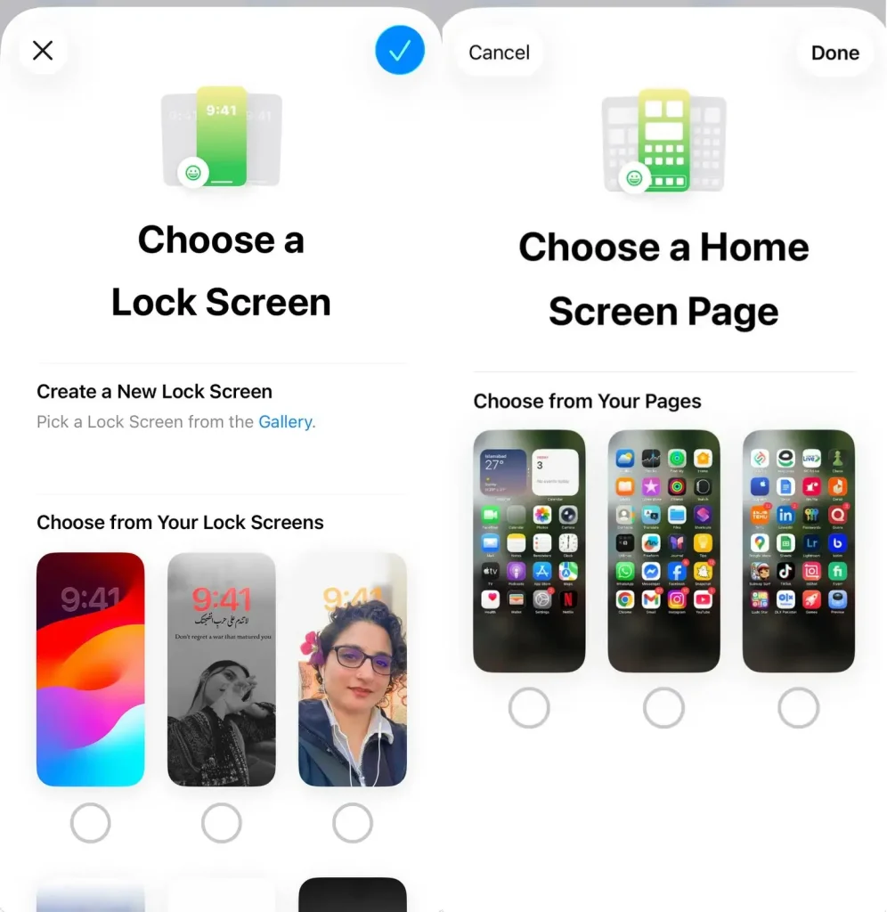 Choose a Lockscreen and Homescreen for Focus Mode