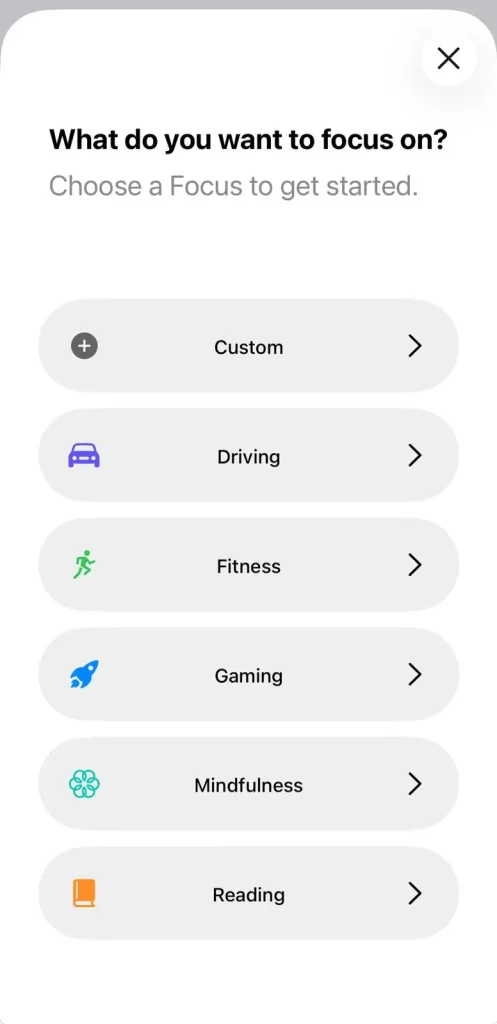 Open Settings > Focus > Select a Focus 