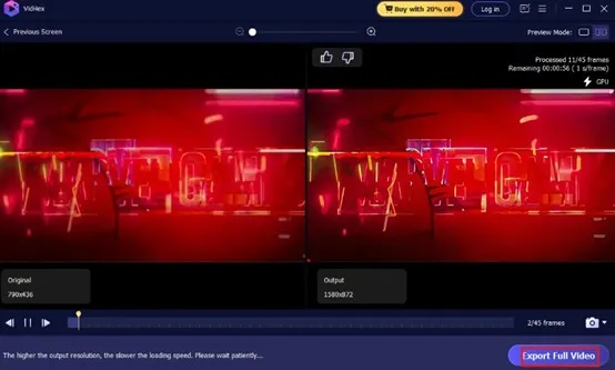 Export full video button