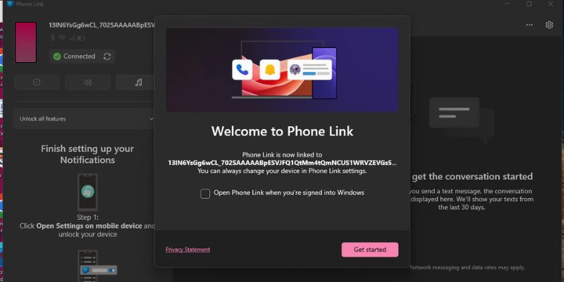 Give permissions to the Desktop Phone Link app