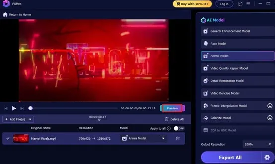Preview of enhanced video