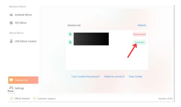 click the Connect option