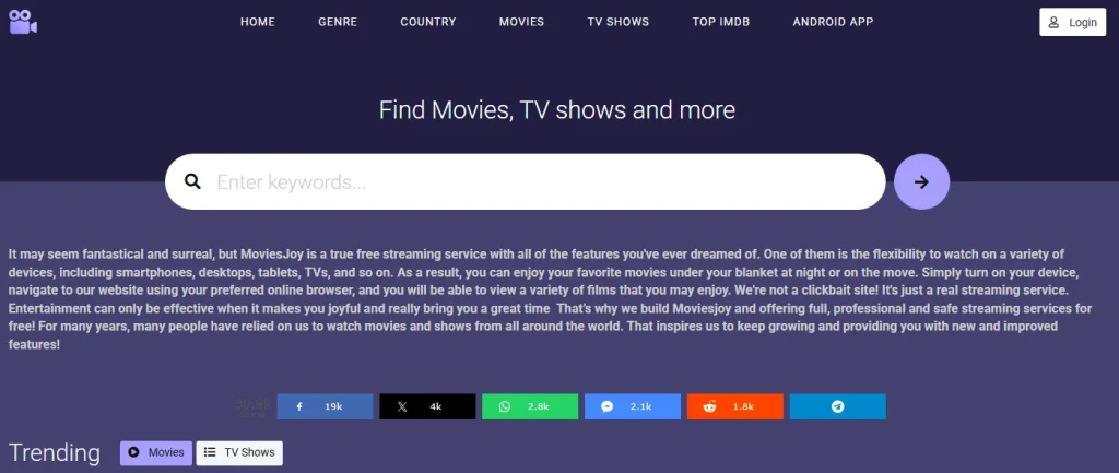 Screenshot of MoviesJoy.Plus Display
