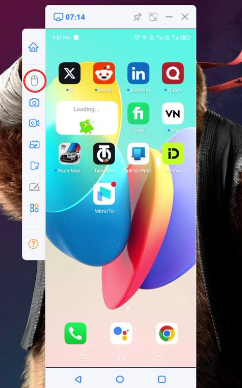 tap the mouse icon