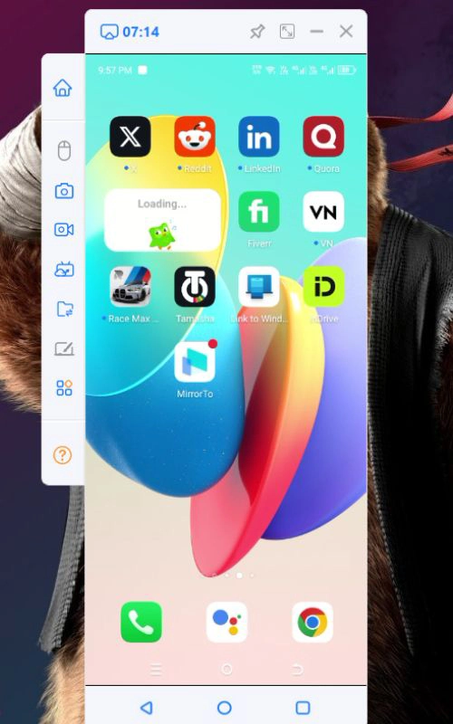 Phone’s screen will be displayong on the Destop