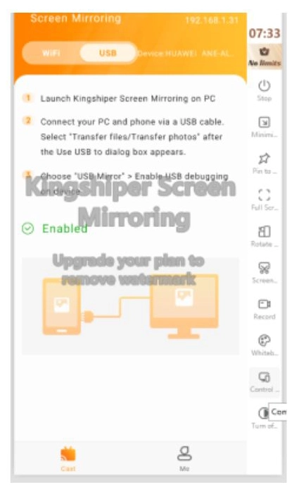 mobile screen will appear on the desktop