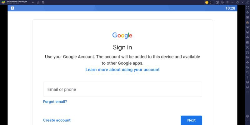 Sign in to your Google account after Bluestacks is opened