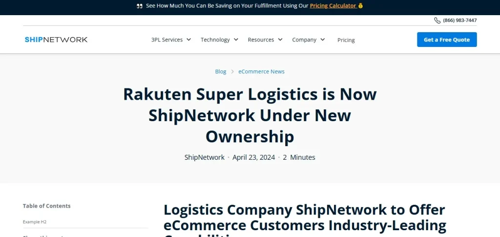 ShipNetwork (formerly Rakuten Super Logistics Rebranded)