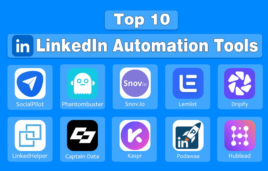Image of the Logos of the top LinkedIn automation tools to use for seamless outreach.