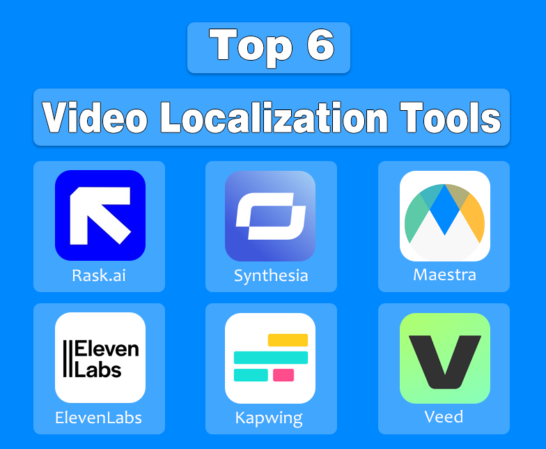 Logos of Top 6 Video Localization Tools