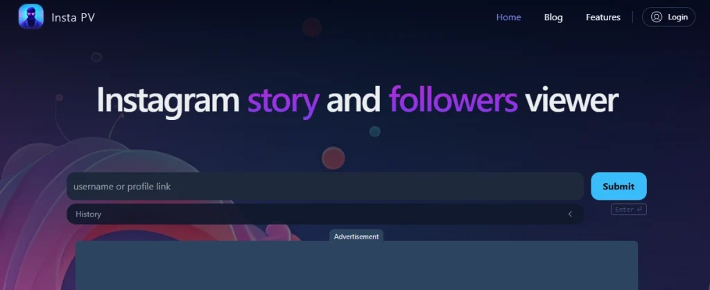 Screenshot of Insta PV display, where you can see a search bar to look for your preferred Instagram profile.