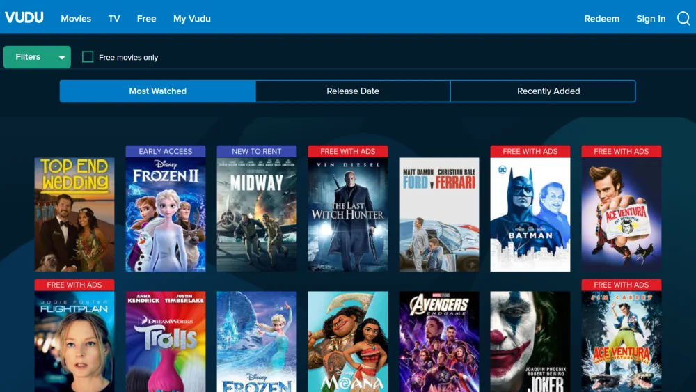 Vudu Free With Ads