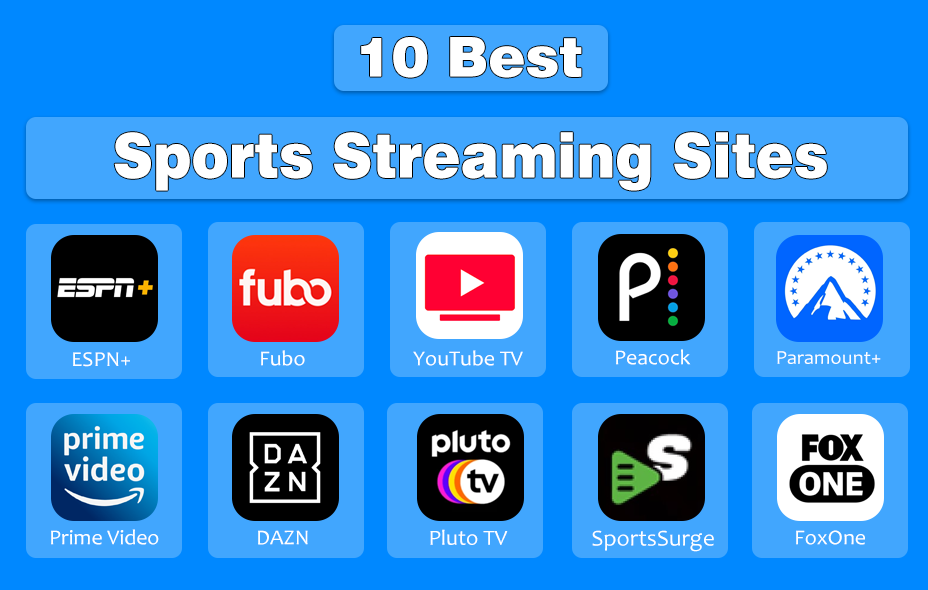 Logos of 10 Best Sports Streaming Sites