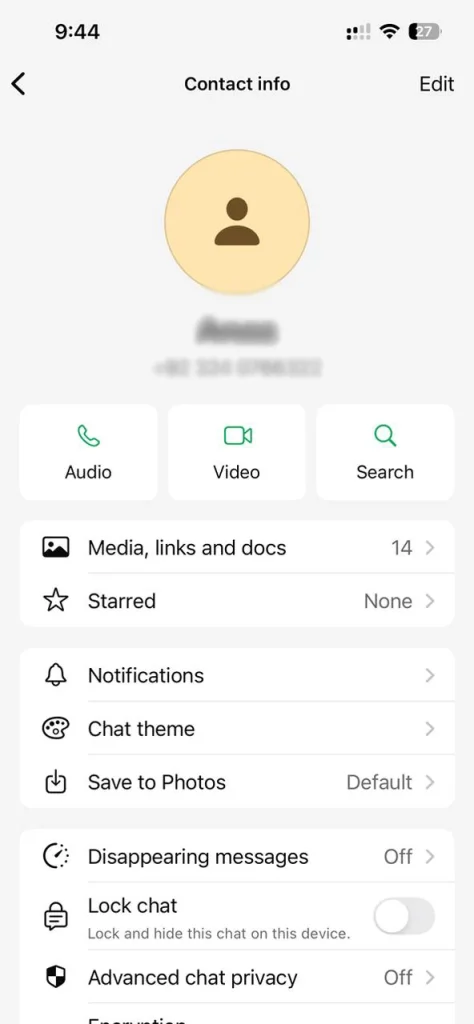 Screenshot from WhatsApp profile - who block you on WhatsApp