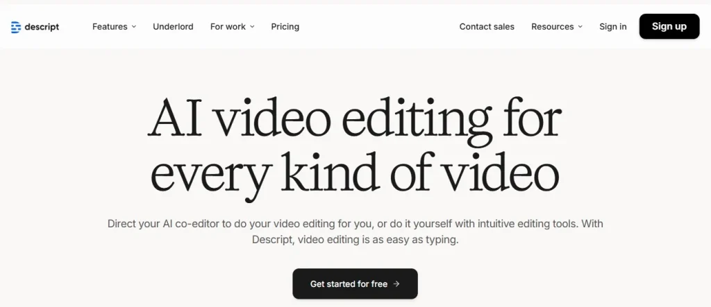Descript: Ideal for Voice Cloning and Editing